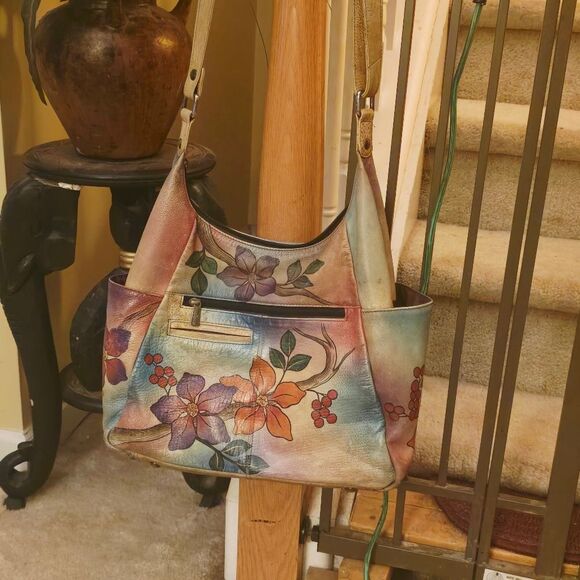 ANUSCHKA HAND PAINTED LEATHER SATCHEL/SHOULDER BAG - Picture 5 of 8